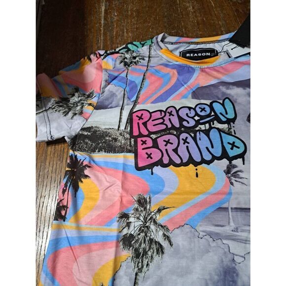 New XL Reason Short Sleeve Crew Neck Pullover Streetwear Tee Tshirt Graffiti - Picture 2 of 6